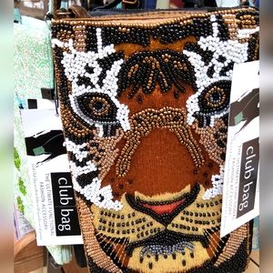 Long strap beaded shoulder bag